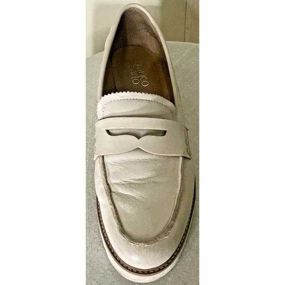 Franco Sarto Cedra Beige Leather Penny Loafers Women's 8.5M Preowned‎ - Picture 3 of 16